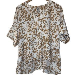 Worthington Animal Print Short Sleeve Blouse